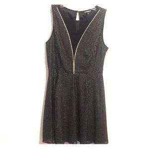 Black and Gold Spotted Express Minidress